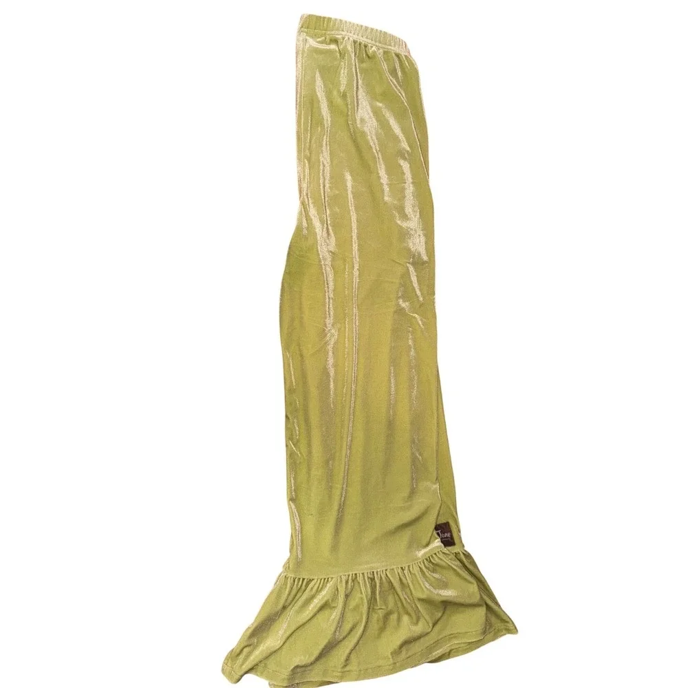 Matilda Jane Velvet‎ Ruffle Flare Pants Girls Size 12 Light Green Sparkle